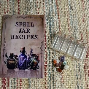 Spell Jar Recipes Book with Mini Glass Bottles and Crystals